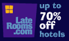 Up to 70% OFF hotel room prices in association with Laterooms.com