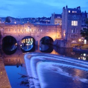 A beautiful shot of Pulteney Bridge in Bath at Twilight