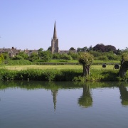 The River Thames at Lechlade, Gloucestershire, looking towards St Lawrence's Church