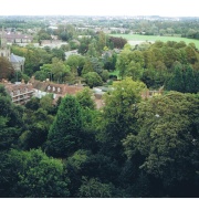 A view of Warwick taken from Warwick Castle, Warwickshire.