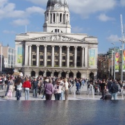 Slab square in Nottingham, new water fountain