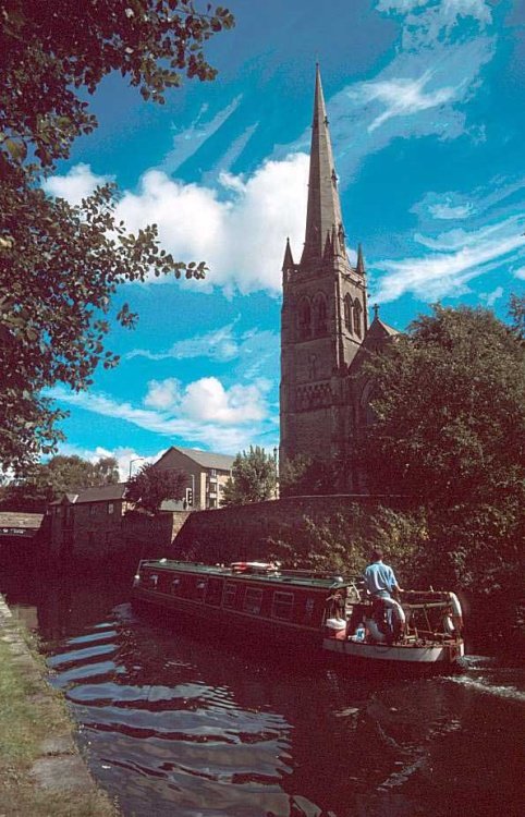Lancaster Roman Catholic Cathedral seen from the canal.