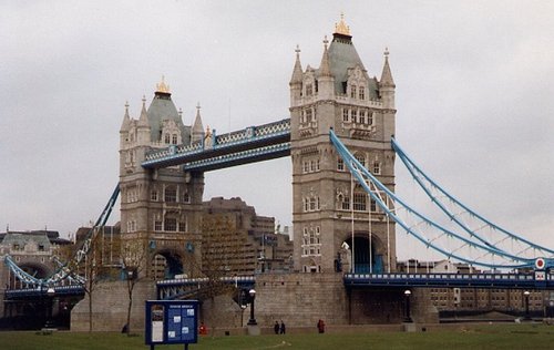 View of Tower Bridge in London.