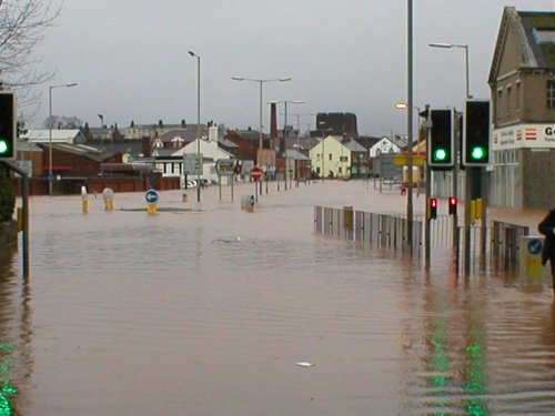 Picture of Caldugate in Carlisle during the flood of Jan 2005