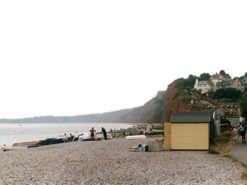 Budleigh Salterton Beach looking west. Budleigh Salterton, Devon. Summer 2003