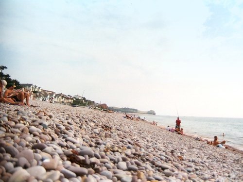 Budleigh Salterton Beach looking east. Budleigh Salterton, Devon. Summer 2003