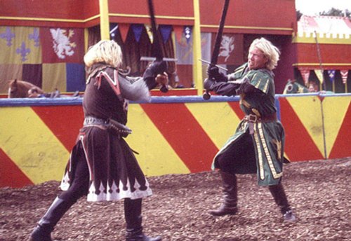 Knights in action at Camelot Theme Park, Charnock Richard