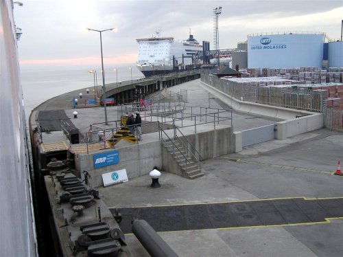 St George's Dock, Hull viewed from the deck of the P&O ferry 'Pride of Bruges'