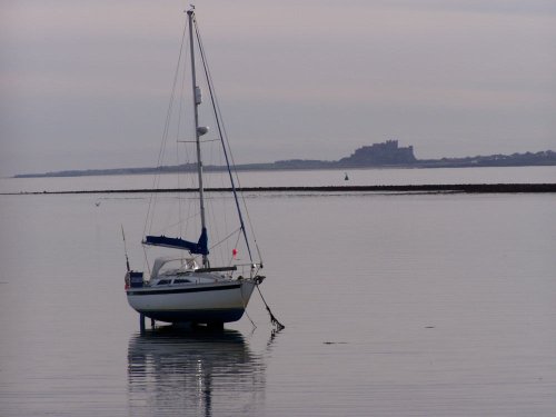 Bamburgh Castle, Northumberland, from Holy Island - November 2004