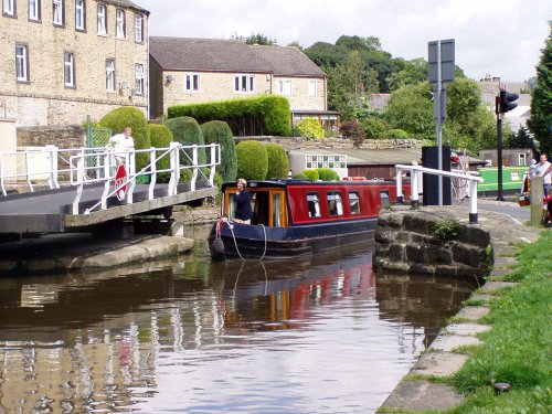 The Leeds Liverpool Canal as it flows through the town of Skipton, North Yorkshire