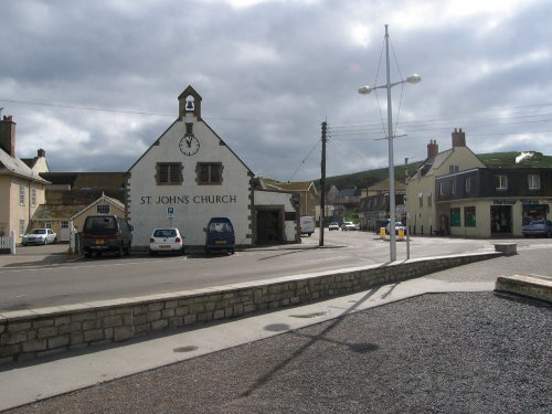 St John's Church and the Harbour Stores, West Bay