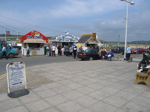 Queuing for fish and chips at West bay, Dorset