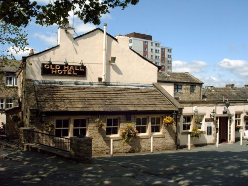 Old Hall Hotel,  viewed from the corner of Back Lane and School Street Farsley.