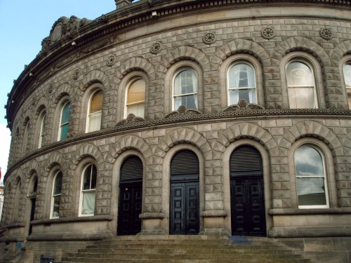 Rear of The Corn Exchange, Leeds, showing the detail of the architecture.