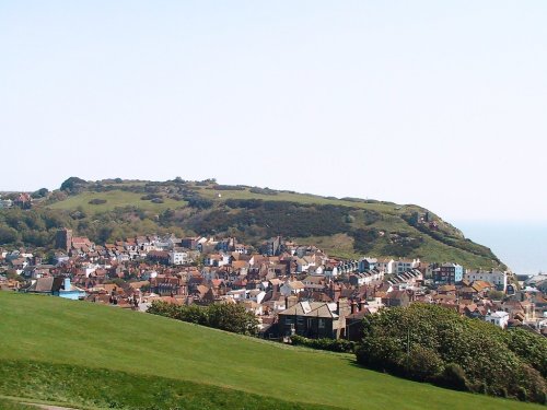 Hastings, East Sussex. The Old Town seen from the West Hill