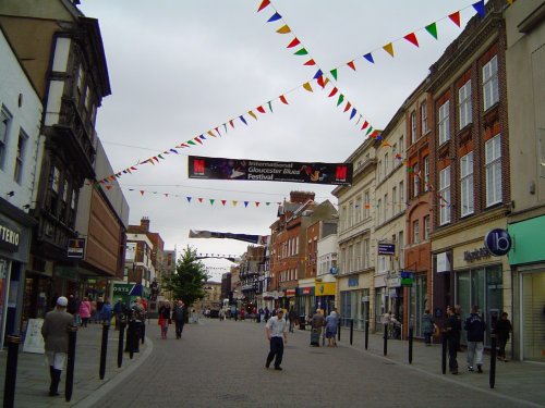 Town center in the bustling city of Gloucester