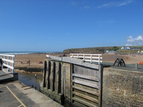 The canal sea lock overlooking summerleaze beach