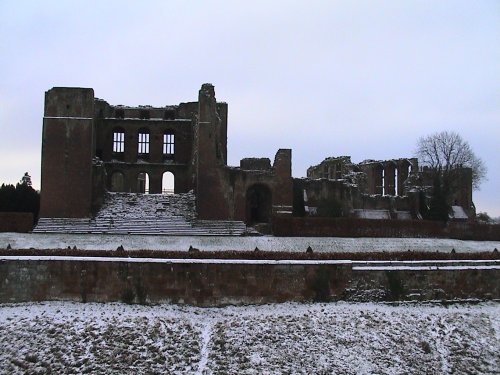 Kenilworth Castle keep, Warwickshire, in the depths of winter again.