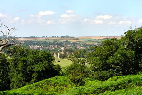 Sherborne New Castle with the town of Sherborne behind.