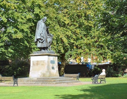 Tennyson statue, Cathedral Green, Lincoln. One of the only two large public statues in Lincoln.