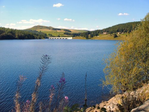 Looking across the reservoir towards Snakepass bridge