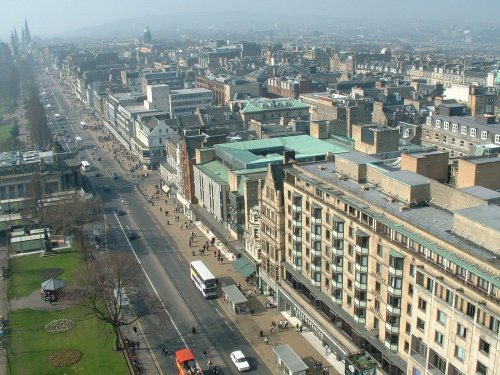 Princes Street from the Scott Monument, Edinburgh.