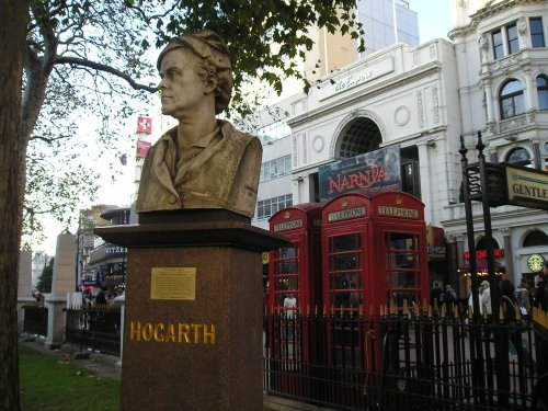 The famous artist Hogarth, in Leicester Square, London