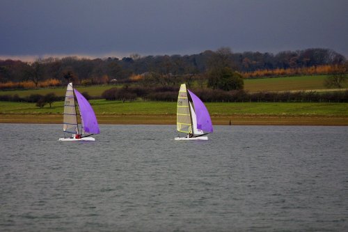 Sailing Boats from the Sailing Club at Edith Weston, on the south coast of Rutland Water, Rutland