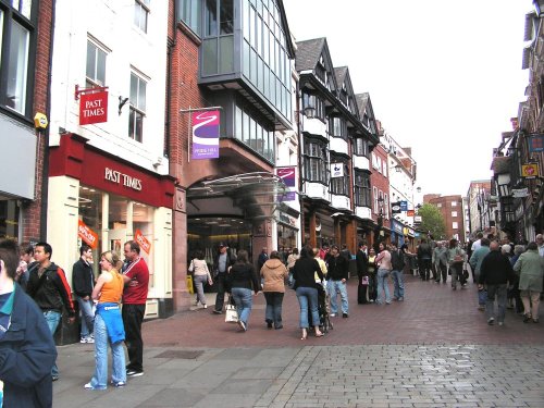 Pride Hill, the main shopping area of Shrewsbury.