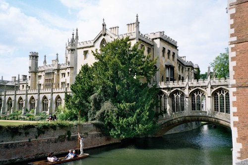 St John College and River Cam in Cambridge