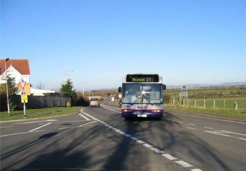 The Main Road looking north, Pawlett, Somerset