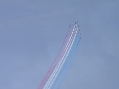 The Red Devils,over Morecambe,Lancashire,(Heritage Festival),.