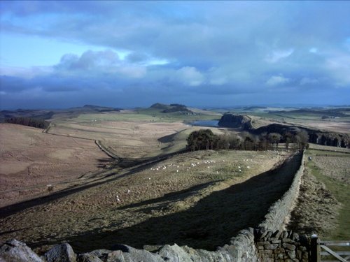 Winters day on roman wall in Northumberland, England