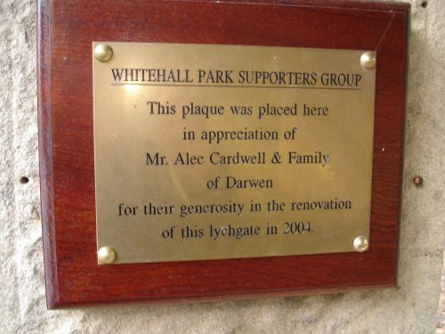 The inscription at The wishing well entrance, Whitehall park, Darwen, Lancashire.