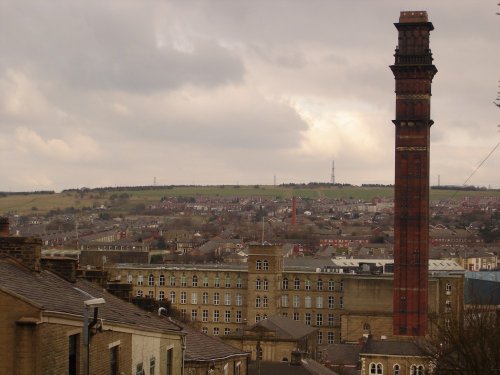 India Mill & it's Chimney, as seen from the top off Radford St, Darwen, Lancashire.