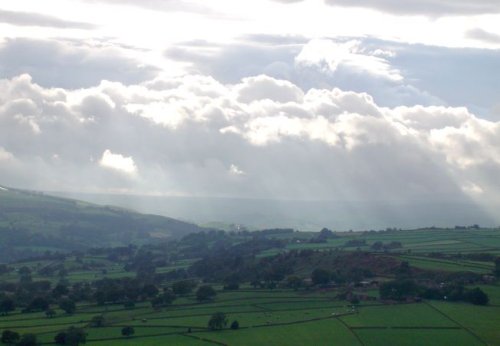 A view from the top of one of the tallest rocks at Brimham Rocks, near Harrogate, Yorkshire.