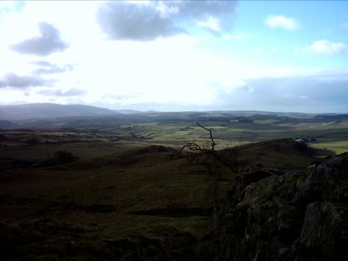 Looking west along Hadrians wall, Northumberland