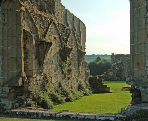 Easby Abbey, Richmond, Yorkshire Arches in afternoon cross-light