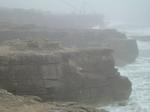 Portland Bill, Dorset on a gloomy March day.