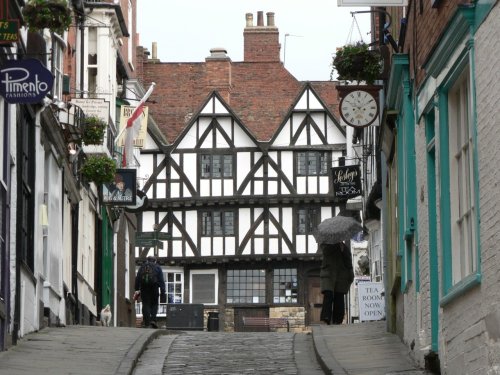 Looking up towards the tourist information centre in Castle Square, Lincoln