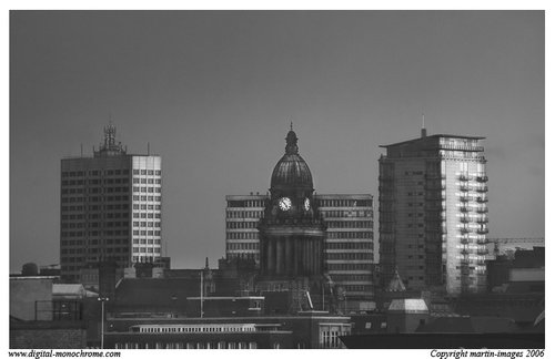 Taken looking into Leeds City, the Town Hall and surrounding modern buildings