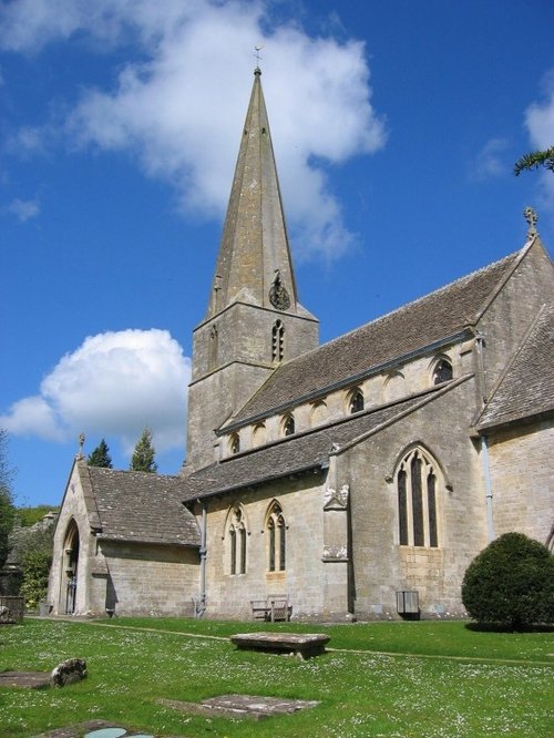 Church in the village of Bisley, Gloucestershire. In the Cotswolds