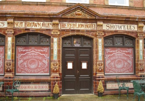 The reconstructed Red Lion Hotel at Crich Tramway Village, Derbyshire