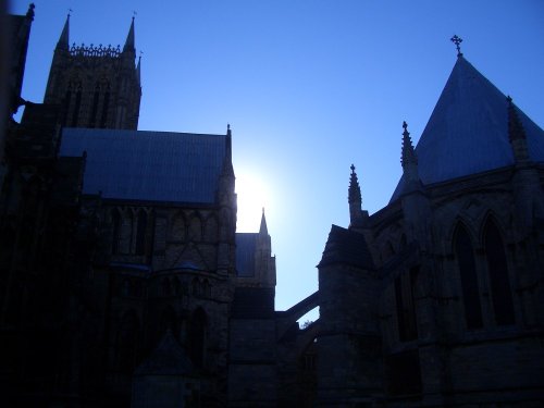 Taking the shade from the glorious June sun at Lincoln Cathedral.