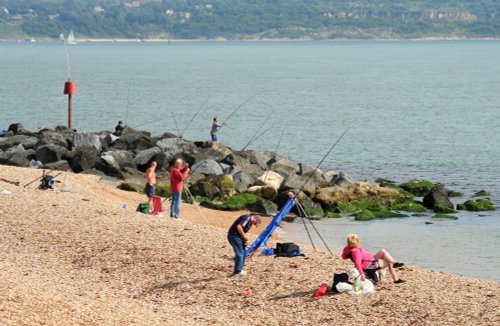 Fishing off Milford Beach, Milford on Sea, Hampshire