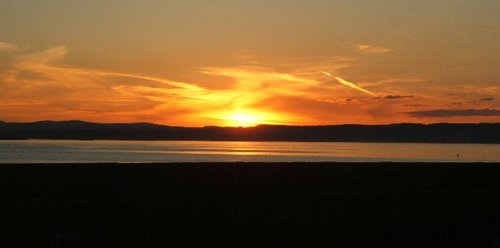 Sunset from Edinburgh's waterfront, Scotland.