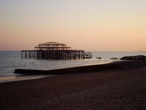 The old pier, Brighton beach on a summers evening.