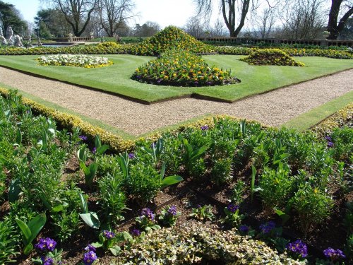 Early Spring bedding at Waddesdon Manor, near Aylesbury, Buckinghamshire