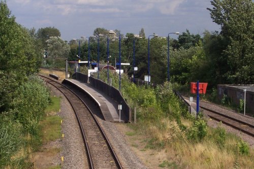 Sudbury and Harrow Station viewed from Maybank Open Space footbridge