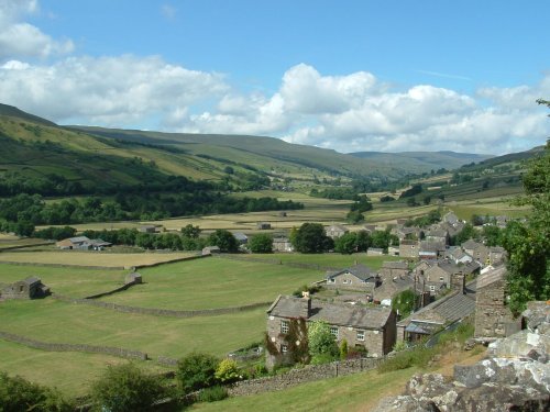 Looking down the vally in Wensleydale, in the Yorkshire Dales. July 2006